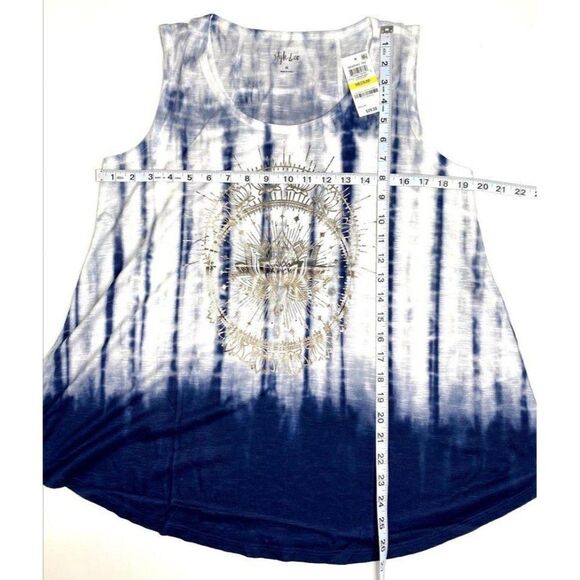 Style & Co Shirt Top Medium Blue White Tie-Dyed - Picture 4 of 10